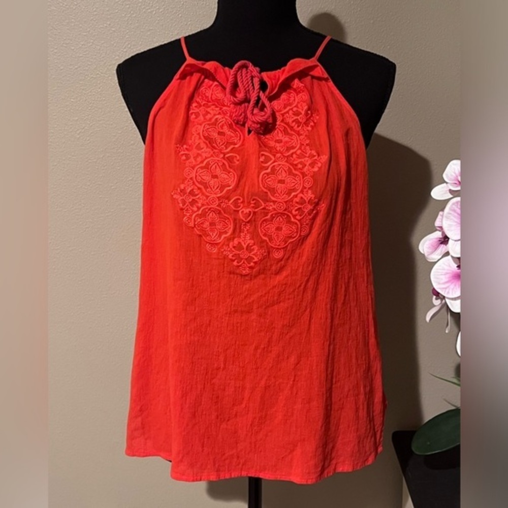 LOFT Red Peasant Style Tank Top - Size Small